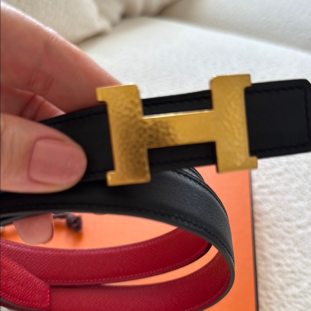Hermes Black and Red Women's Belt reversible - Picture 2 of 5